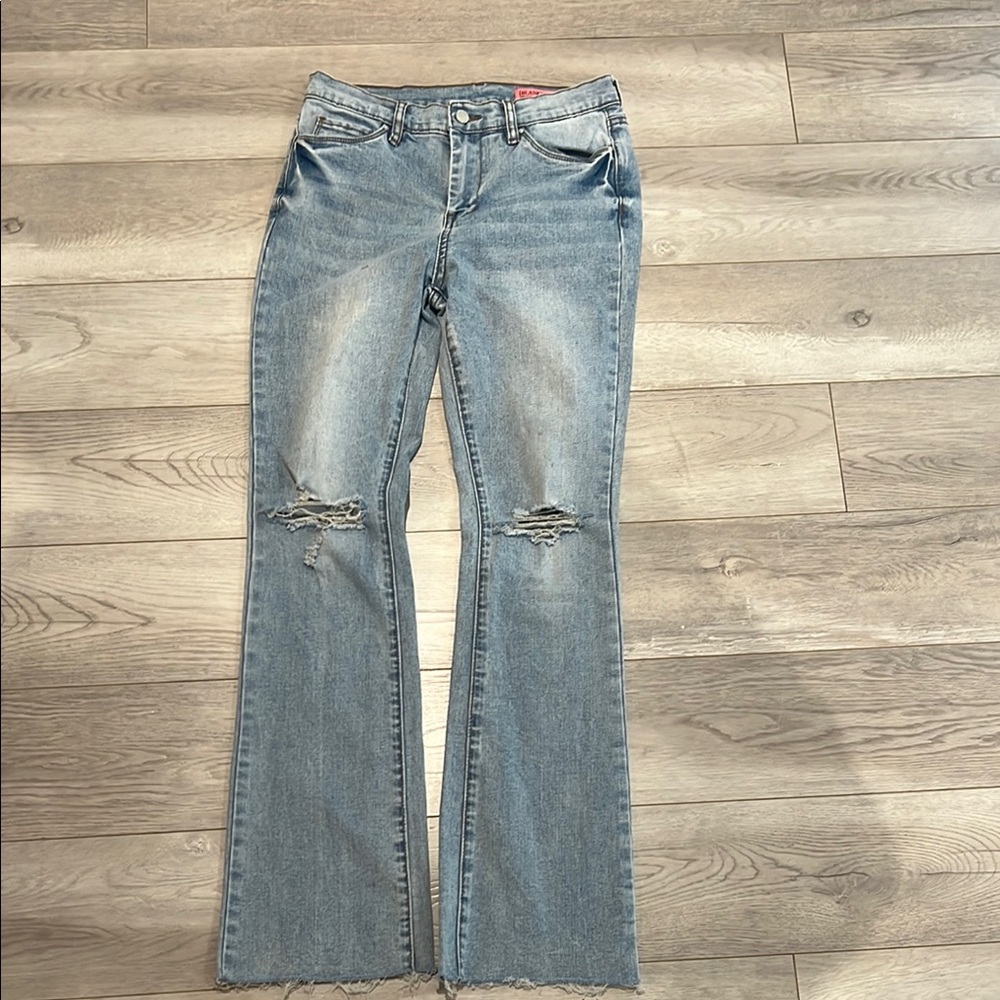 Girls Blue Distressed flattered Jeans!  Worn 1/2 times only!